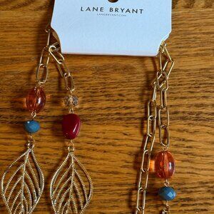 Lane Bryant Long Paper Link Necklace with Beads and Leaves.